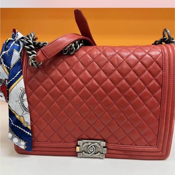 CHANEL Handbags - Red Large Chanel Boy Bag GOOD PRICE!